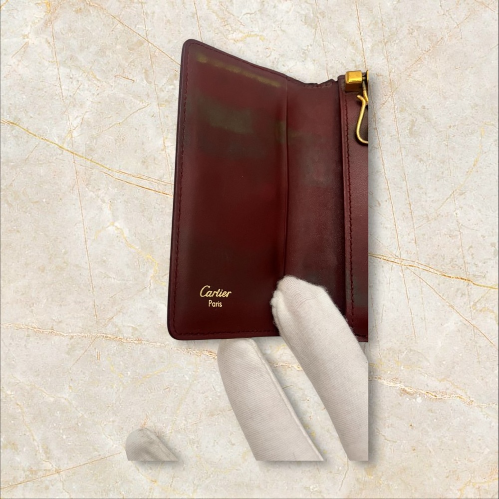 CARTIER Burgundy Leather Key Holder Wallet *VINTAGE* - Picture 9 of 10